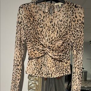 Anthropologie Leopard Print Twist Front Blouse